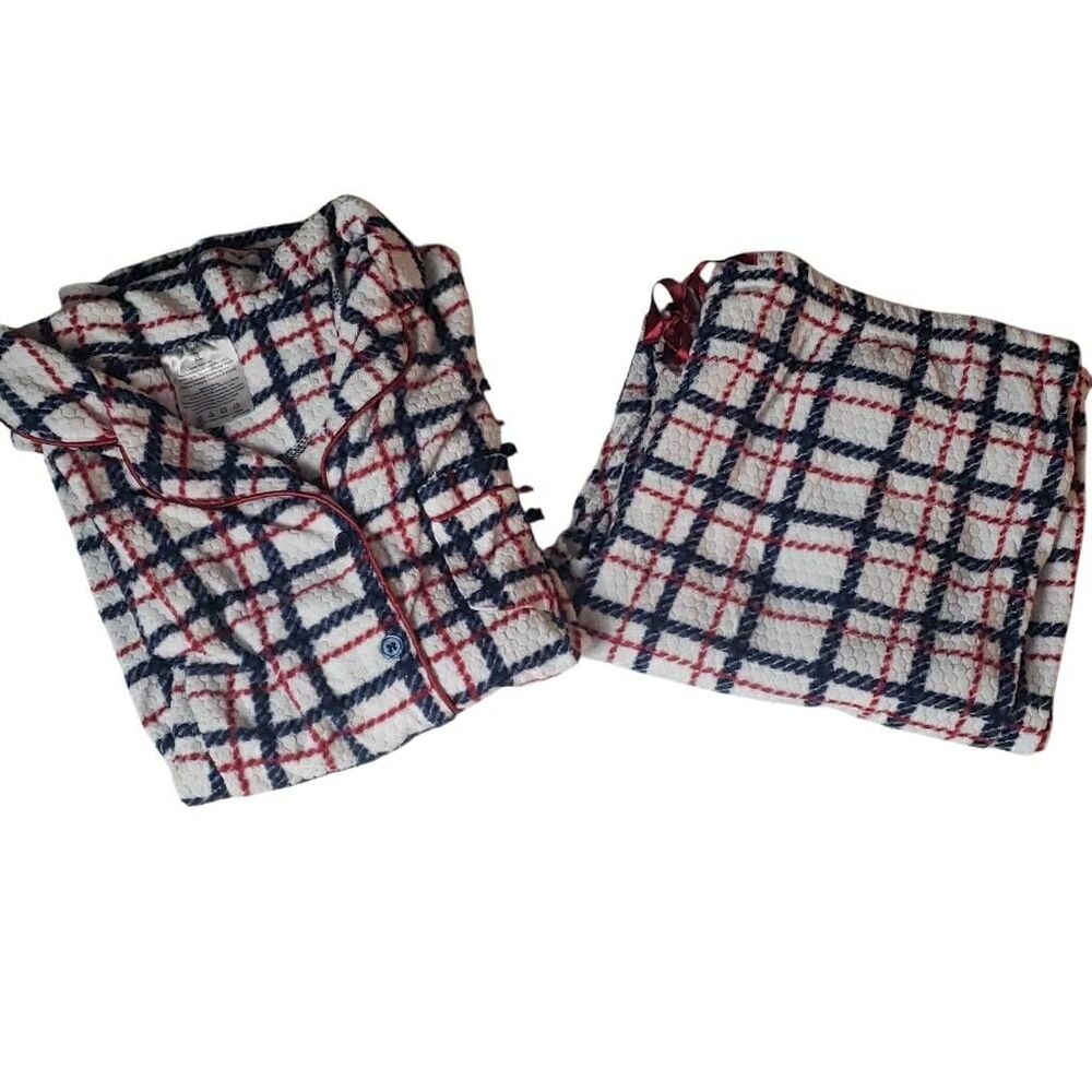 Navy Blue and Red Plaid Pajama Set By Serra‎